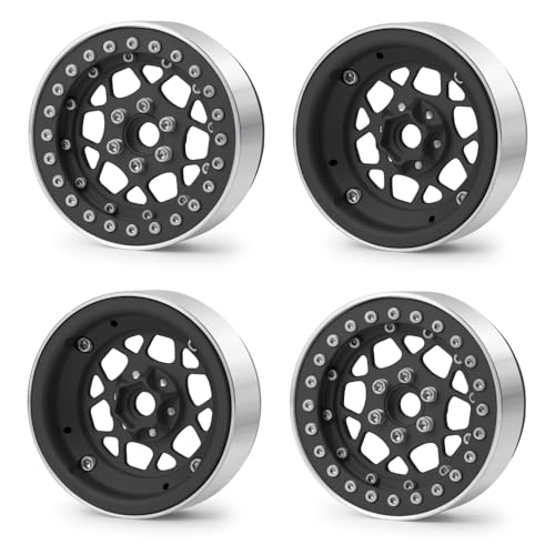 4PCS 1.9" Beadlock Wheels Rims Set, Matte Black | Aluminum Alloy, Upgrade Parts, For 1/10 Axial SCX10 CC01 D90 TRX4, RC Crawler Car - color: Matte Black