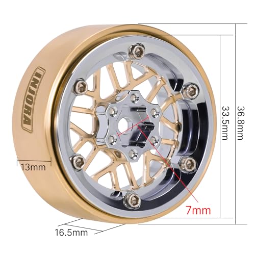 INJORA ModuWheel 1.3” Offset Brass & Aluminum Beadlock Wheels for 1/18 1/24