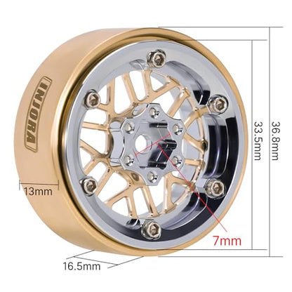INJORA ModuWheel 1.3” Offset Brass & Aluminum Beadlock Wheels for 1/18 1/24
