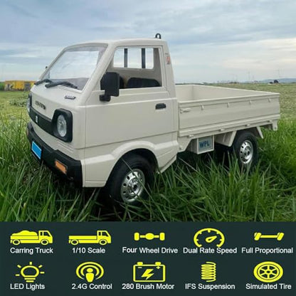 WPL RC Car 1/10 Scale RC Kei Truck 4x4 Off Road Suzuki RTR | WPL D14 Remote Control Drift Car Carry 2.4 GHz Proportional Throttle Steering 280 Motor 4WD Hobby Grade Toy Adult