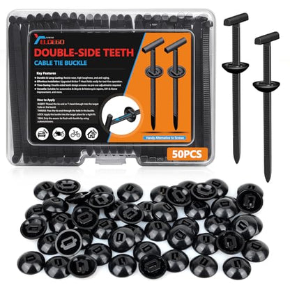 Universal Car Cable Tie Buckles, Upgrade Double-Sided Teeth Nylon PA66 Automotive Zip Clips for Car Fender, Engine Cover, Mudguard Fastener, Automotive Replacement Screw Rivets Fixing(50Pcs) - size: 50Pcs
