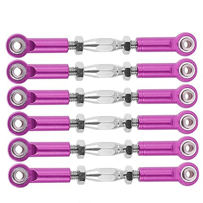 Kisangel 6pcs Upgradable Rc Car Parts Aluminum Turnbuckle Rod Linkage Heavy Duty Turnbuckles for Rc Truck Buggy Bolts Included - color: Purple
