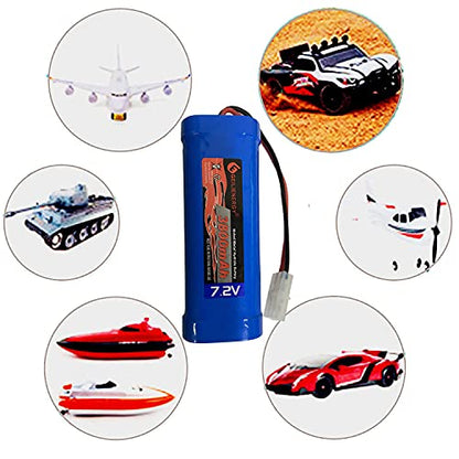7.2v 3800mAh Ni-Mh Rechargeable RC Replacement Battery with Standard Tamiya Connector (1 Pack Battery with 1 Charger) - color: 1 Pack Battery with 1 Charger