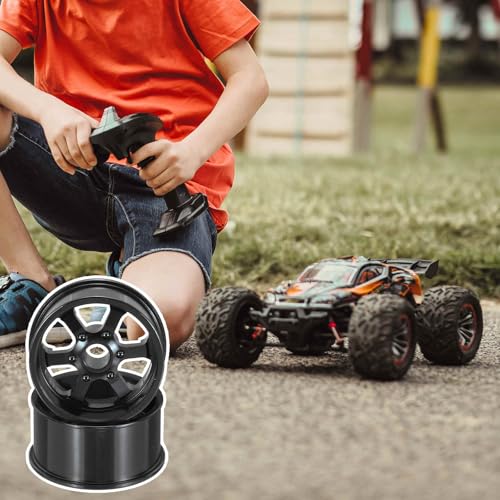 MECCANIXITY 4Pcs RC Car Wheel Rims, 20.5mm Dia 5-Spoke Black Aluminum Alloy Wheel Rims Hex Hub for HSP RC Drift On-road Racing Touring Car - color: Black