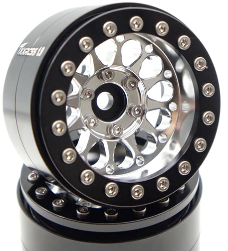Rc 1.9 Inch Beadlock Wheel Negative Offset 8mm Aluminum Wheel Rim Hex 12mm for 1/10 RC Crawler Axial SCX10 TRX4 VS4-10 Gen8 MST CFX 4PCS (Silver Black) DK1908 - color: Silver Black