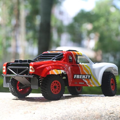 1:12 4WD Brushless RC Truck for Adults, 4x4 Offroad Waterproof Monster Trucks, Electric Powered High Speed Remote Control Cars, Fast Extreme All Terrain RC Truggy with Double 3S Battery - style: Racing Flame