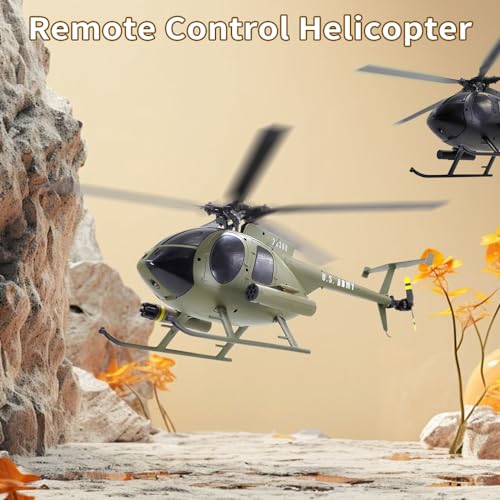 Remote Control Helicopter, C189 MD500 RC Helicopter Model, 1/28 Scale 4CH Single-Rotor Helicopters with 6-Axis Gyro and Brushless Motor, 2.4GHz RC Aircraft for Adults, 2 Batteries (Black) - color: Black