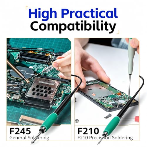 FNIRSI DWS-200 200W High Power Soldering Station Kit,2 Helping Hands | 3S Melting(212-842℉),6 F245 3 F210 Iron Tips,3 Display Modes, Pre-set 3 Temps,Precision Digital Solder for Electronics Repair