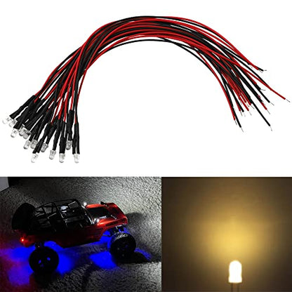 15PCS HIRCQOO RC Car 3MM & 5MM Pre Wired Led Light Emitting Diodes 12V Mini Single Led Bulbs Compatible with Traxxas TRX-4 TRX-6 Axial SCX10 90046 1/10 RC Crawler Car Truck DIY Parts (5mm,Yellow) - size: 5mm,Yellow