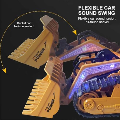 RC Skid Steer Loader Construction Truck 1/14 Remote Control Bulldozer Crawler with Lights 9 Channel RC Front Loader 360° Rotation 2.4G Full Function Engineering Vehicle Excavator Toys