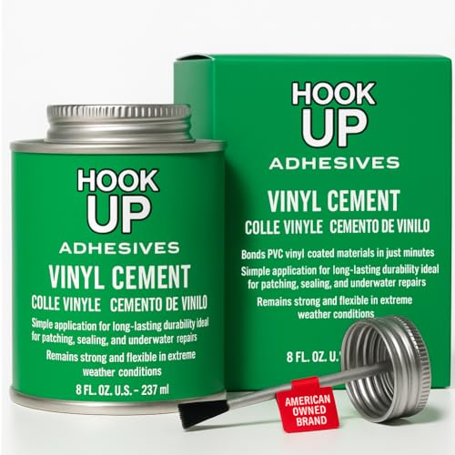 Vinyl Cement – Waterproof Pool Liner Repair Glue for Vinyl & PVC, Fast-Drying Flexible Contact Cement for Inflatables, Air Mattresses, Boats, Tarps, Hot Tubs & Pool Patch Repairs (8 oz) - size: 8 oz