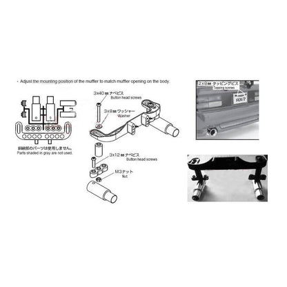 1/10 Flat Run Drift Dual Exhaust Pipe License Plate Frame Kit for 1/10 RC Drift Touring Car Traxxas Tamiya MST Body Accessories