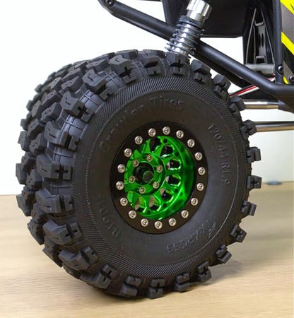 RC 1.9 Inch Beadlock Wheels Negative Offsets 8mm Rims Hex 12mm Aluminum Wheel for TRX4 TRX6 SCX10 Gen8 1/10 RC Crawler Remote Control Car Upgrades Accessories 4PCS (Green Black) - color: Green Black