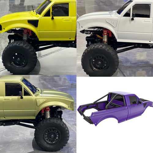 1/24 Pickup Truck Hard Body with Rear Cage Frame Wheelbase 133mm for 1/24 RC Crawler Axial SCX24 Bronco/Wrangler/C10/Base Camp Shell Upgrade (White) - color: White