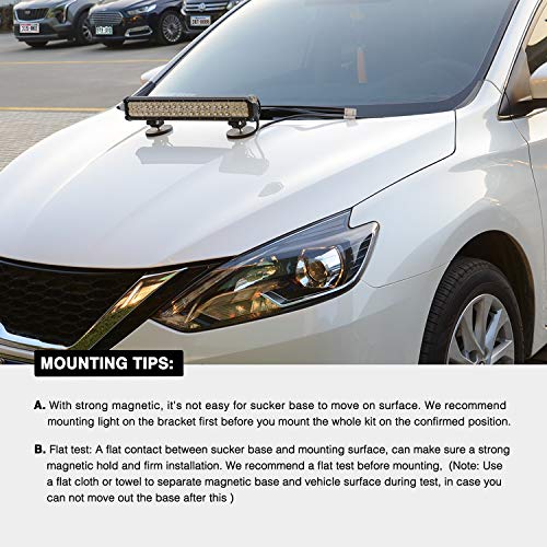 Nilight 2PCS Magnetic LED Light Bar Mount Brackets, Bottom Mounted | No Drill Magnetic Holder for Work Light Mount for Off Road Auxiliary Lamps on Hood and A-Pillar Truck SUV
