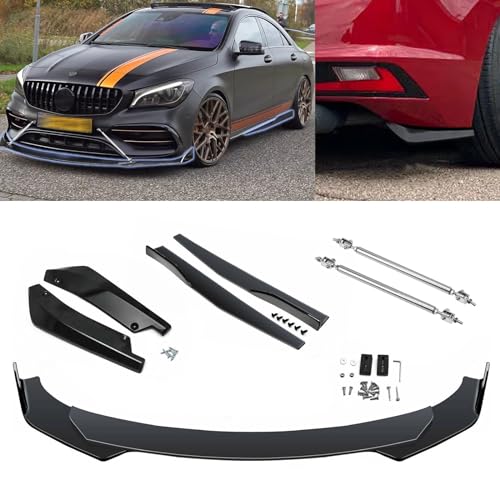 x xotic tech 9Pcs Front Bumper Lip Chin Spoiler + Side Skirt Winglets Diffuser + Rear Bumper Canard Splitter Car Body Kits + Silver Adjustable 8"-11" Support Rods Universal Fit Most Vehicles - color: Silver, size: Full Wide Body Kit w/8"-11" Rod