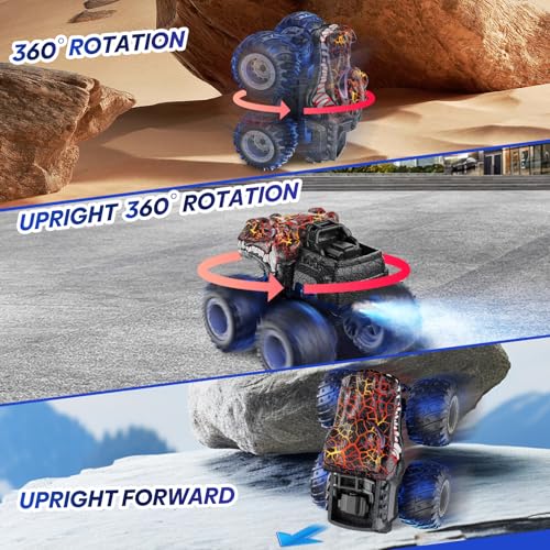 Remote Control Monster Car, 2.4GHz RC Crocodile Monster Truck Toys for 3 4 5 6 7 8 Years Old Boys Kids, All Terrain RC Truck Off Road with Spray, Light, Rechargeable Battery, Christmas Birthday Gifts - style: Crocodile