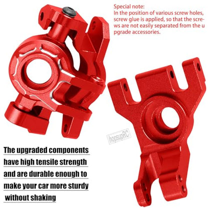 RC Upgrades Part for 1/10 Slash/Rustler/Stampede 4x4 VXL,Aluminum Caster Block,Steering Blocks,Rear Stub Axle Carriers,Steering Bellcranks Hop Ups,Red