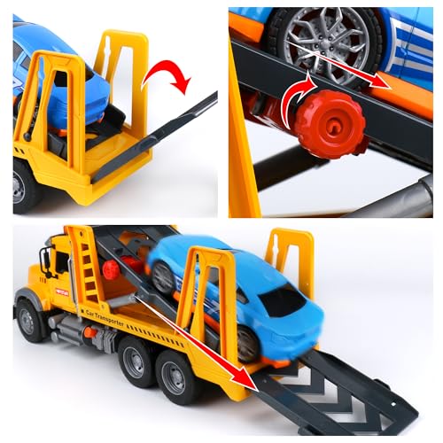 Dwi Dowellin Toy Truck Transport Cars Carrier with Racing Car for Kids Toddlers,Birthday Gifts for Boy Toddler Child 3 4 5 6 Years Old - style: transport truck