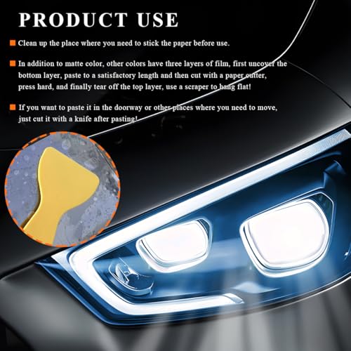 Sun Walker Car Light Tint Film, 12 x 48 Inch Waterproof Taillight Wrap Film Roll with Squeegee & Cutter, Self-Adhesive Vinyl Sticker Sheet Roll for Headlights Fog Lights Tail Lights (Dark Blue) - color: Dark Blue