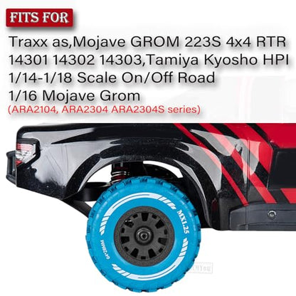 RC MX1.25 RC Truck Wheel Tires for Traxx as/Mojave GROM 223S 4x4 RTR,14301 14302 14303,Tamiya Kyosho HPI 1/14-1/18 Scale On/Off Road,RC Monster Truck Car Wheels,Black-Navy Blue - color: Black-navy Blue(rc Wheels Tires)