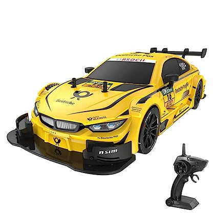 GoolRC RC Drift Car, 1:16 Scale 4WD 40KM/H High Speed RC Racing Car, 2.4GHz Electric Sport Drifting with Headlight, Drifting & Racing Tires for Adults (Yellow) - color: Yellow