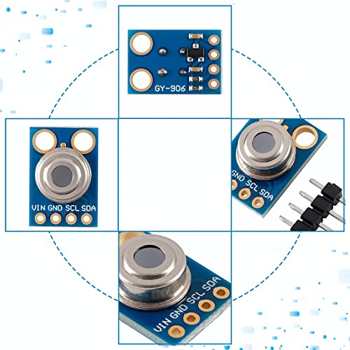 GY-906 MLX90614 Non-Contact IR Infrared Temperature Sensor Module IR Temperature Acquisition Module High Precision High Resolution Infrared Temperature Sensor IIC Serial Port for Arduino