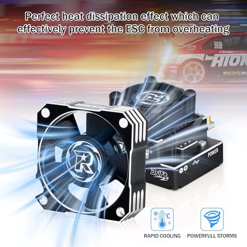 RC Motor Cooling Fan 35mm 21000RPM 8.4V Aluminum RC ESC Motor Cooling Fan for RC Car 1/8 1/10 Scale 3650 3660 3670 Brushless Motor (Black+Silver) - style: 2pack Silver