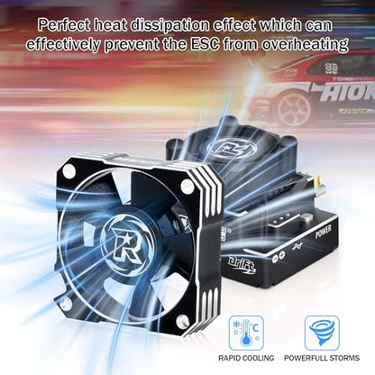 RC Motor Cooling Fan 35mm 21000RPM 8.4V Aluminum RC ESC Motor Cooling Fan for RC Car 1/8 1/10 Scale 3650 3660 3670 Brushless Motor (Black+Silver) - style: 2pack Silver