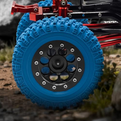 GOUPRC 1.3" Wheel Tires Set, Aluminum Beadlock Rim Swamp Claw Mud Terrain Rock Tread Pattern Tires for SCX24 TRX4M 1/18 1/24 Upgrade RC Crawler Truck Car - style: Rock Pattern Black