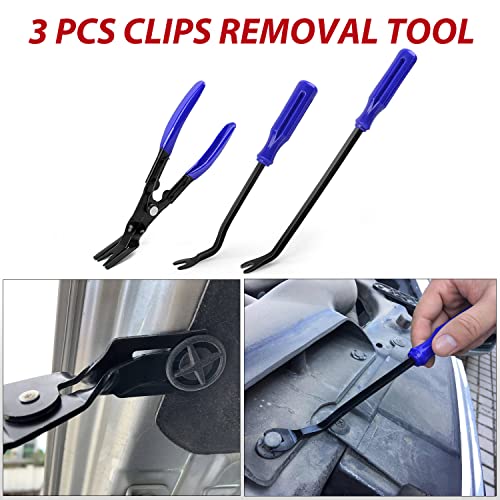 Nilight Trim Removal Tool 102 Pcs, Auto Push Pin Bumper Retainer Clip Set | Fastener Terminal Remover Tool Adhesive Cable Clips Kit Car Panel Radio Removal Auto Clip Pliers - color: 102 Clips+ Remover Tools Blue
