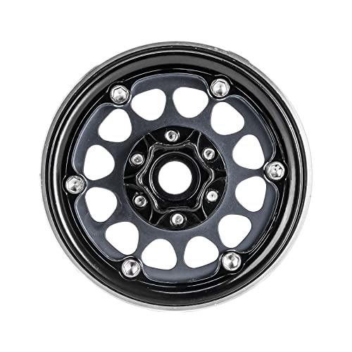 INJORA 1.9 Beadlock Wheel Offset -10.4mm for 1/10 RC Crawler (Black＆Grey) - color: Black&grey