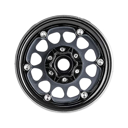 INJORA 1.9 Beadlock Wheel Offset -10.4mm for 1/10 RC Crawler (Black＆Grey) - color: Black&grey