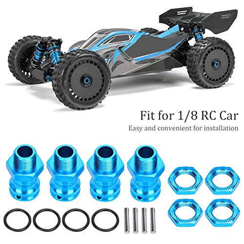4pcs Wheel Extension Hex Drive Hub Adapters Widener, Aluminum Alloy 17mm Hex 23mm Wheel Extension Adapters for 1/8 RC Car Model (Blue) - color: Blue