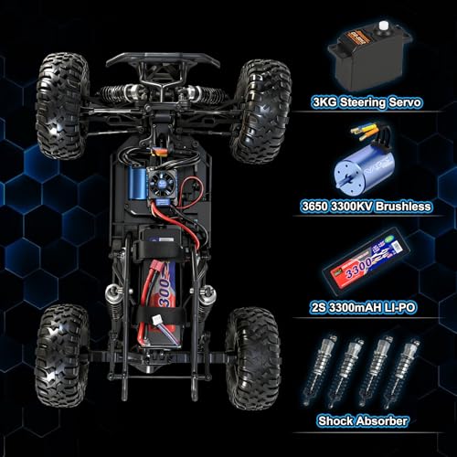 Octane 1/10 Scale 4WD Brushless High-Speed RC Cars for Adults, 55+ KM/H RTR Remote Control Car, Off-Road Electric Sand Buggy for Desert/Rock Crawling - Ready to Run