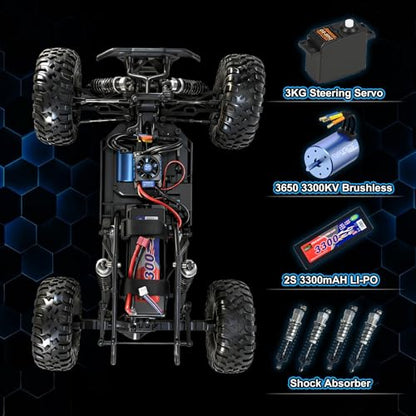 Octane 1/10 Scale 4WD Brushless High-Speed RC Cars for Adults, 55+ KM/H RTR Remote Control Car, Off-Road Electric Sand Buggy for Desert/Rock Crawling - Ready to Run