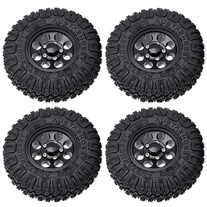 4PCS 1.55inch Tyres Beadlock Plastic Wheel Rims Hub Rubber Tires Set Compatible with 1:10 RC Crawler Axial AX90069 D90 TF2 Tamiya CC01 LC70 MST JIMNY (Black) - color: 85mm-black