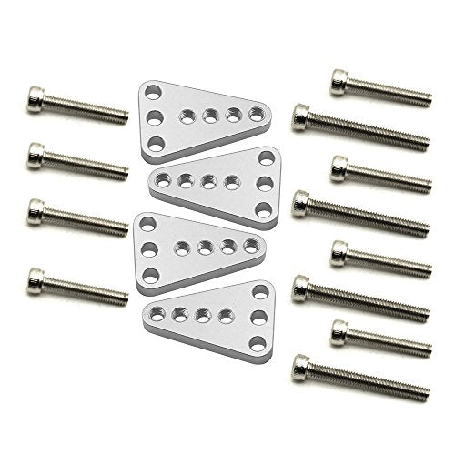4PCS Aluminum Front Rear Shock Absorber Mount, Silver | Adjust Height Bracket, Upgrades, For 1/10 Axial SCX10 I II, RC Crawler Car - color: Silver