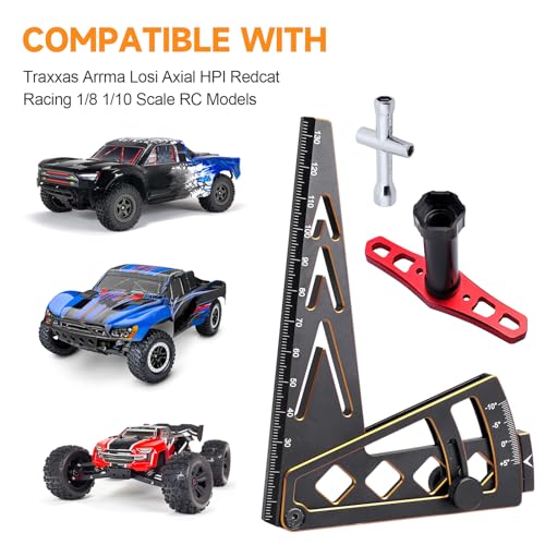 Aluminum Metal RC Car Camber Gauge Height Gauge Wheel Wrench for 1/8 1/10 Scale RC Truck Buggy On Road Touring Racing Drift Models
