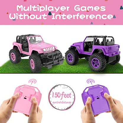 NQD RC Cars with DIY Sticker, Pink Remote Control Car for Girls, 2.4Ghz Jeep RC Trucks, Little Girl Toys Birthday Xmas for 3 Years Old and Up - color: Pink