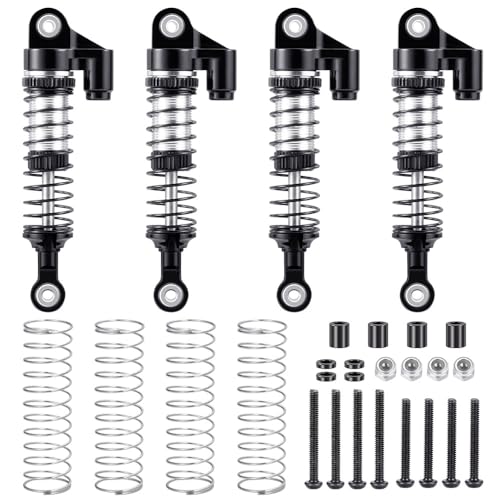 RCLIONS RC Car Shocks 53mm Oil Shock Absorber for Redcat Ascent 1/18th TRX4M RC Crawler Car Upgrade Parts (Black) - color: Black