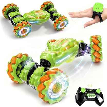 Gesture Sensing RC Stunt Car - Birthday for Boys, 6 7 8-12 13 14+ Year Old, 360 Rotating 4WD Twist Toys, Hand Controlled & Remote Control, with Light & Music