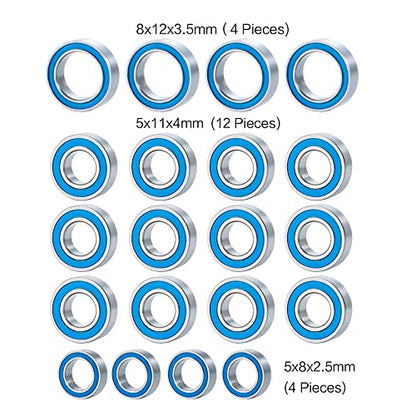20Pcs Blue Rubber Seals RC Ball Bearing Kit | For All Tamiya TT-01, RC Crawler Car