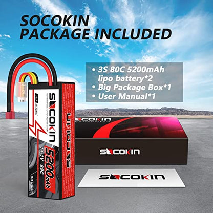 3S Lipo Battery 11.1V 5200mAh Lipo Battery with Deans T Connector Hard Case 80C Lipo Battery for RC Model Racing Truck Car Boat Drone Redcat Racing FPV