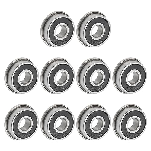 uxcell F608-2RS Flanged Ball Bearing 8x22x7mm Double Sealed Chrome Steel Flange Bearings, 10pcs - size: F608-2RS
