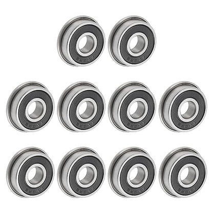 uxcell F608-2RS Flanged Ball Bearing 8x22x7mm Double Sealed Chrome Steel Flange Bearings, 10pcs - size: F608-2RS