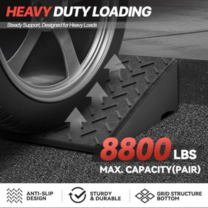 Rubber Curb Ramp, 4.3" Rise Height - Sidewalk & Driveway Access for Forklift, Car, SUV, Wheelchair, Bike - Threshold Bridge Ramp for Warehouse & Garage - size: 4.3" Rise