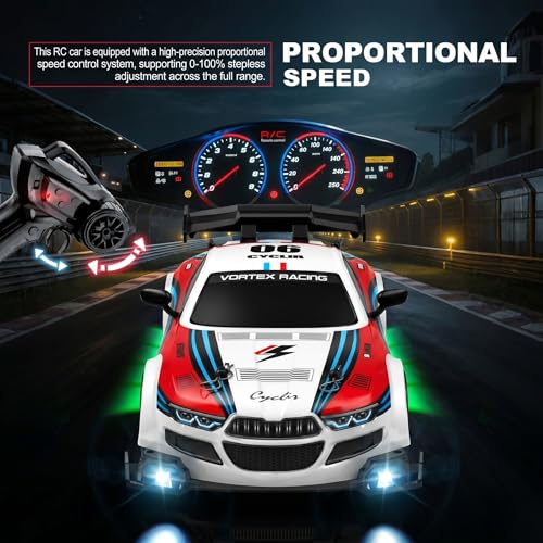 Drift RC Car, 2.4GHz Remote Control Car 4WD High Speed Racing Sport Vehicle with 2 Rechargeable Batteries, LED Lights, 1:24 Scale Racing Hobby RC Cars Toys for Ages 8-13 Boys Girls Kids Birthday Gift - color: White