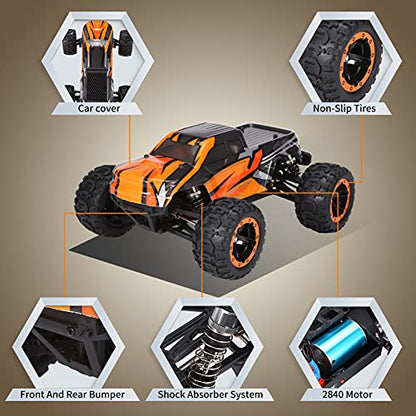 GoolRC 16889A Pro Brushless RC Cars for Adults, 1:16 Scale Remote Control Car, 4WD 45KM/H High Speed RC Truck, 2.4GHz All Terrains RC Truggy Off Road Monster Truck with 3 Batteries - size: 3 Batteries