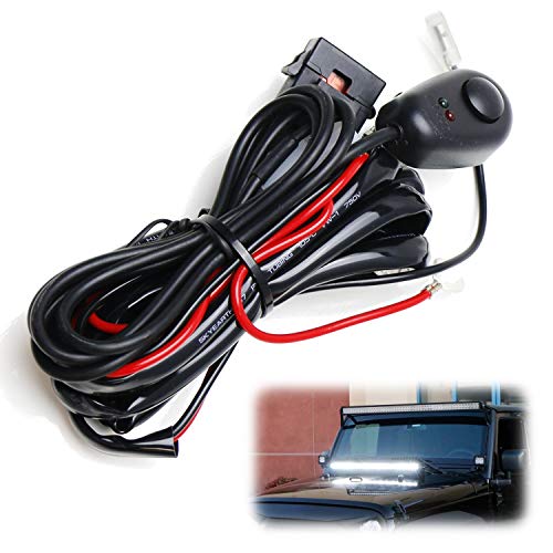 iJDMTOY 7ft Long Simple Car Use 12V Power-Up Wire Harness Kit with Inline On/Off Switch for LED Light Bar, LED Pod Lights, Driving Fog Lamps, etc